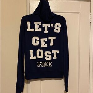 Victoria’s Secret PINK navy blue zip up hoodie size medium vintage Y2K